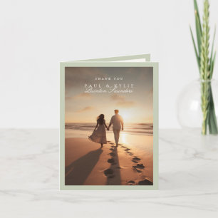 Pistachio Green Photo Wedding Thank You Card
