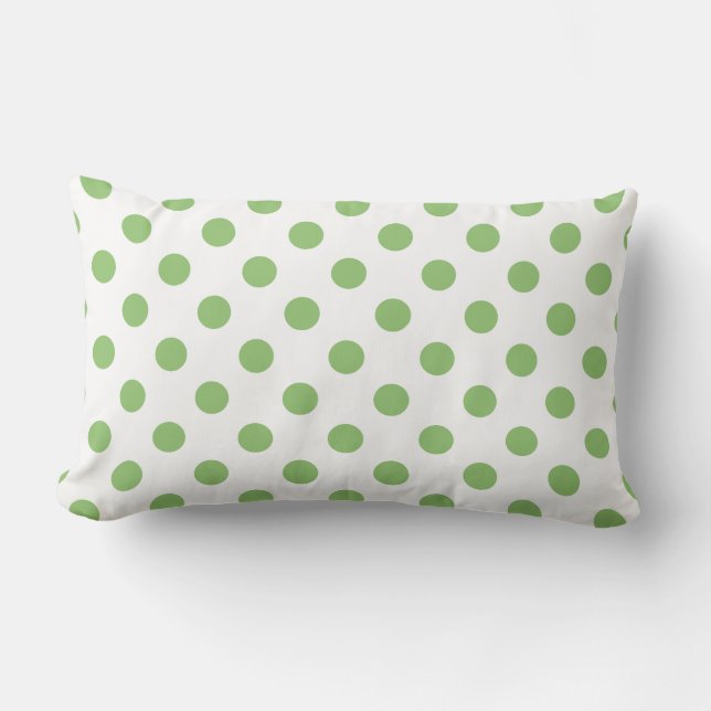 Pistachio Green Polka Dots Circles Lumbar Cushion (Front)