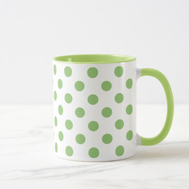 Pistachio Green Polka Dots Circles Mug (Right)