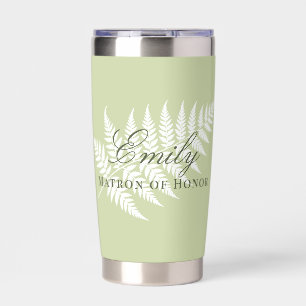 Pistachio Green White Fern Pastel Matron of Honour Insulated Tumbler