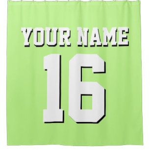 Pistachio Green White Sports Jersey Team Jersey Shower Curtain
