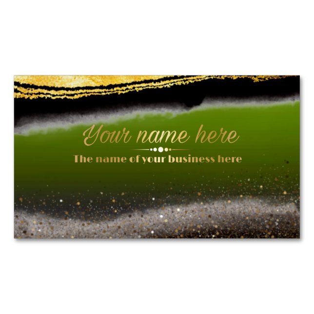 pistachio green with purine 	Magnetic business card (Front)