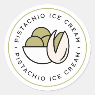 Pistachio ice cream nuts flavour minimal classic round sticker
