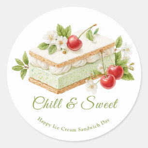 Pistachio Ice Cream Sandwich Day Classic Round Sticker