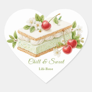 Pistachio Ice Cream Sandwich Day Watercolor Heart Sticker
