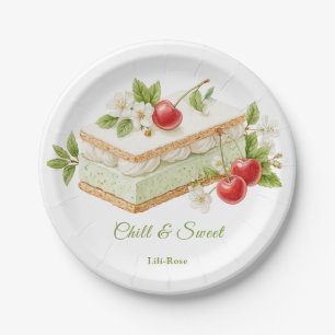 Pistachio Ice Cream Sandwich Day Watercolor Paper Plate