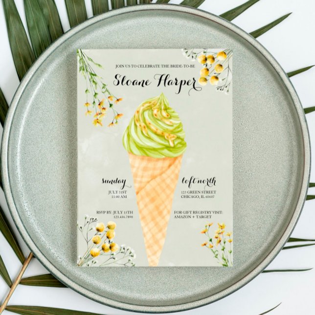 Pistachio IceCream Social Bridal Shower Invitation (Creator Uploaded)