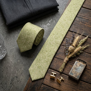 Pistachio Ivory Botanical Sprig Tie