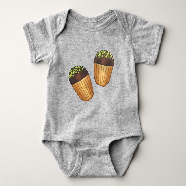 Pistachio Madeleines French Pastry Pastries Baking Baby Bodysuit (Front)