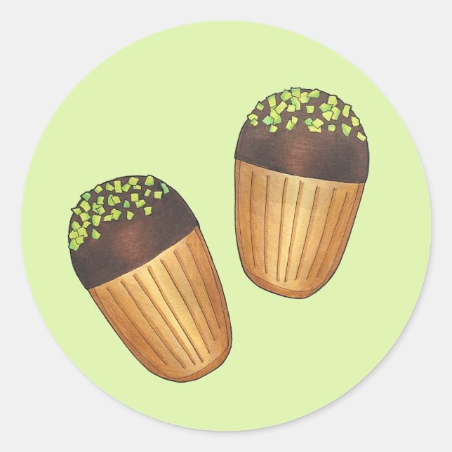 Pistachio Madeleines French Pastry Pastries Baking Classic Round Sticker (Front)