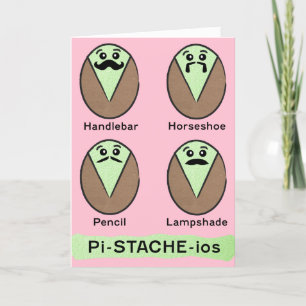 Pistachio Moustache Birthday Holiday Card