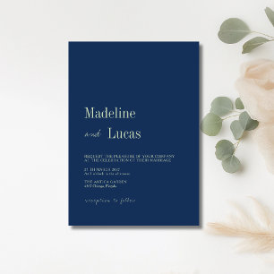 Pistachio & Navy Minimalist Clean Modern Wedding Invitation