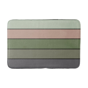 Pistachio Nut Shell Green Peach Purple Stripes  Bath Mat