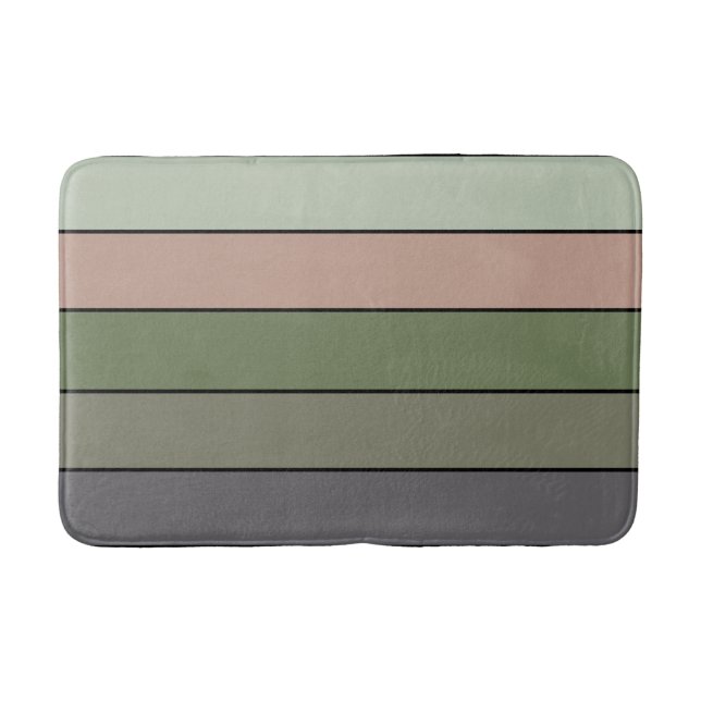 Pistachio Nut Shell Green Peach Purple Stripes  Bath Mat (Front)