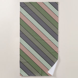 Pistachio Nut Shell Green Peach Purple Stripes Beach Towel