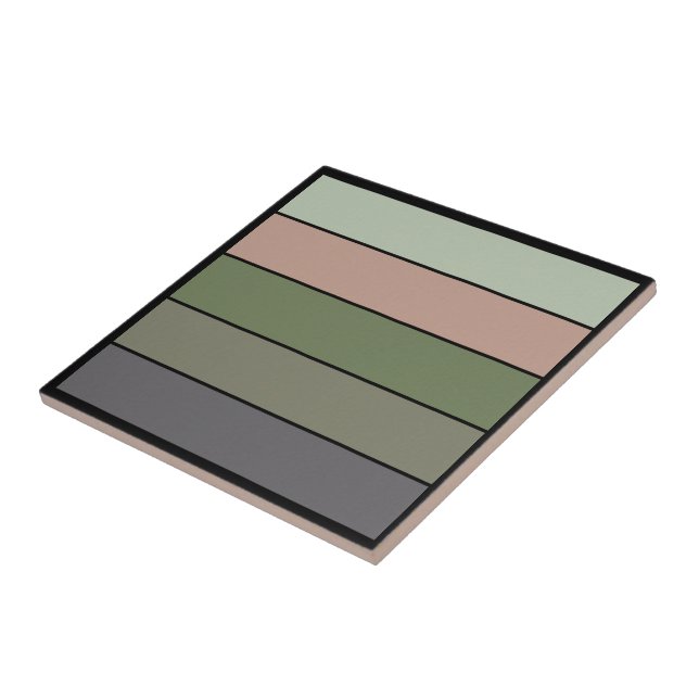Pistachio Nut Shell Green Peach Purple Stripes  Ceramic Tile (Side)