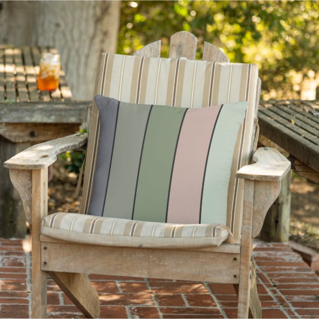 Pistachio Nut Shell Green Peach Purple Stripes  Cushion (Chair)