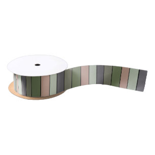 Pistachio Nut Shell Green Peach Purple Stripes Satin Ribbon