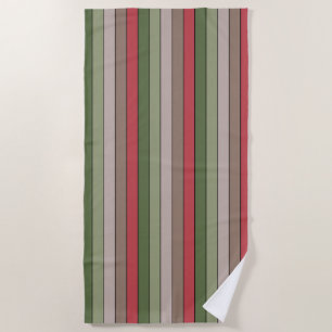 Pistachio Nut Shell Green Red Brown Stripes Beach Towel
