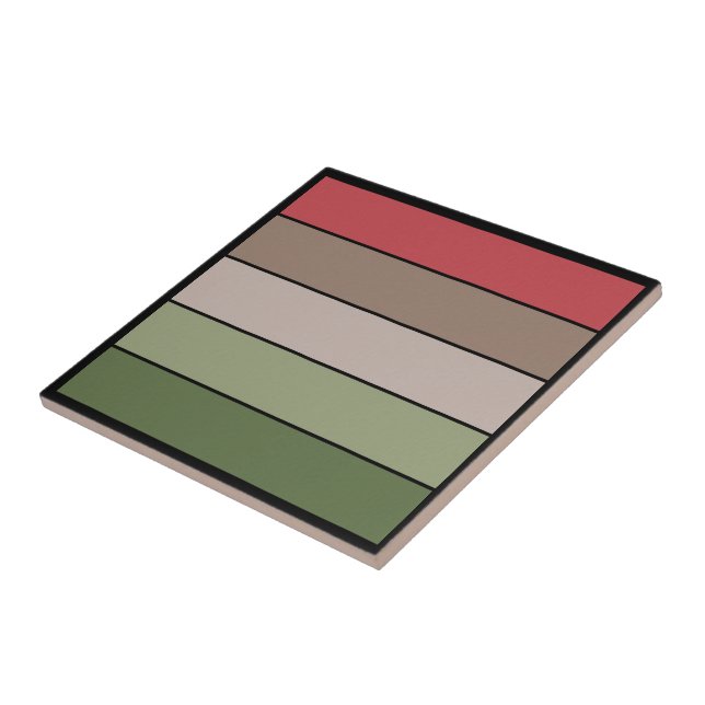 Pistachio Nut Shell Green Red Brown Stripes  Ceramic Tile (Side)