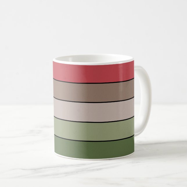 Pistachio Nut Shell Green Red Brown Stripes  Coffee Mug (Front Right)