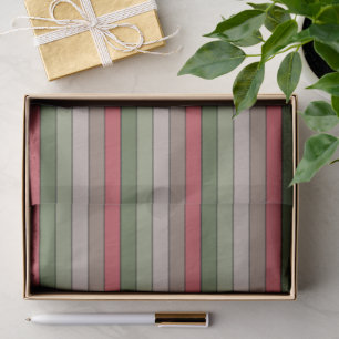 Pistachio Nut Shell Green Red Brown Stripes Tissue Paper