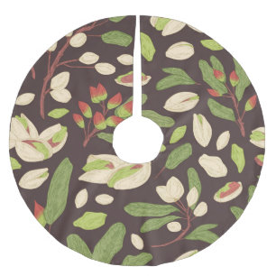 Pistachio Nuts: Black Hand-Drawn Seamless. Brushed Polyester Tree Skirt