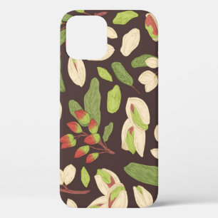 Pistachio Nuts: Black Hand-Drawn Seamless. iPhone 12 Case