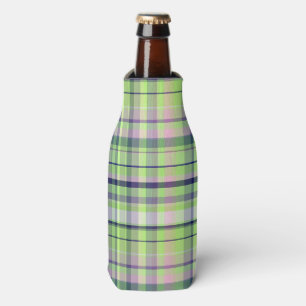 Pistachio Pink Navy Wht Preppy Madras Bottle Cooler