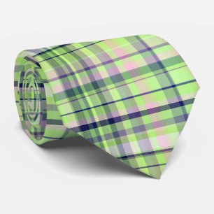 Pistachio Pink Navy Wht Preppy Madras Tie