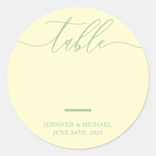 Pistachio rWedding Seating Script Table Numbers Classic Round Sticker