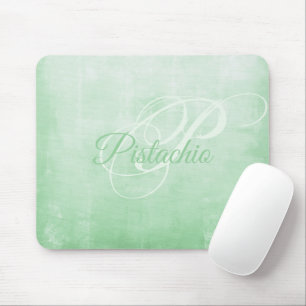 Pistachio soft Grey rustic Abstract monogram Mouse Pad