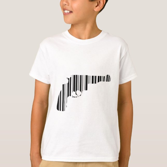 PISTOL BAR CODE Gun Barcode Pattern Design T-Shirt (Front)