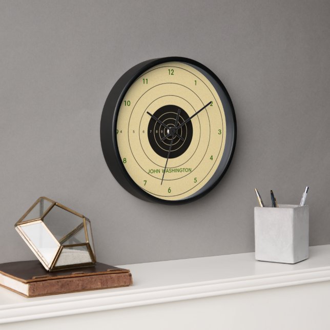 Pistol Target Personalized Wall Clock (Office)