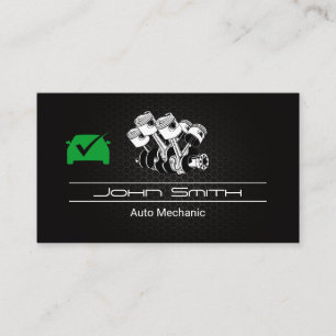 Piston Car Engine Carbon Fibre Auto Green Check Business Card