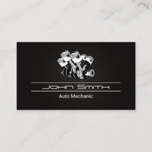 Piston Car Engine Carbon Fibre Pattern Auto Logo Business Card