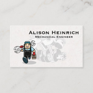 Piston Car Engine Mechanic with Wrench Business Card