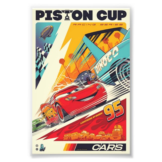 Piston Cup Racing Poster | Retro Cars Art (Front)