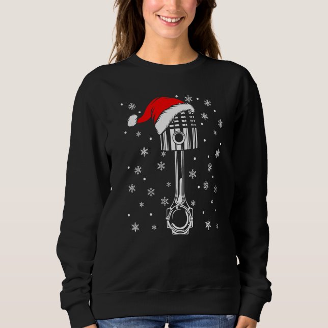 Piston Santa Hat Bike Car Mechanic Ugly Christmas  Sweatshirt (Front)