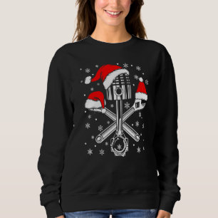 Piston Wrench Santa Hat Car Mechanic Ugly Christma Sweatshirt