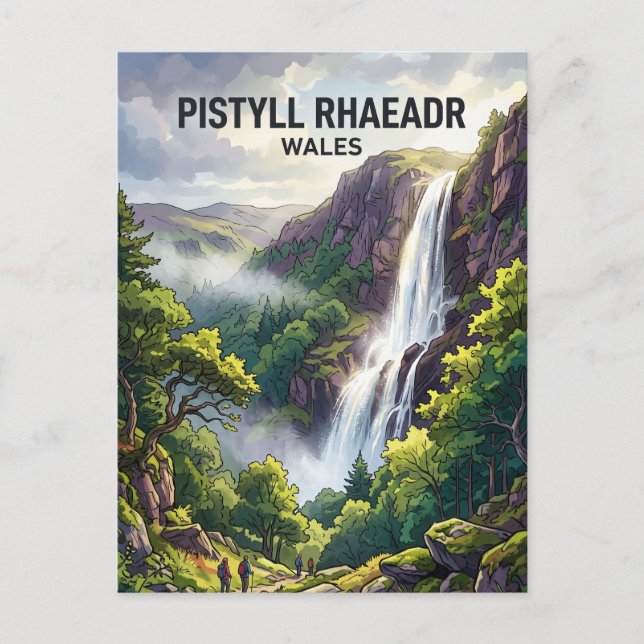 Pistyll Rhaeadr Waterfall, Llanrhaeadr-ym-Mochnant Postcard (Front)