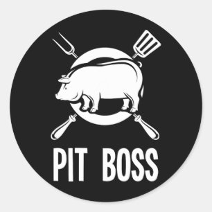 Pit Boss Shirt Bbq Funny Pitmaster Pig Grilling Gi Classic Round Sticker