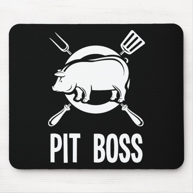 Pit Boss Shirt Bbq Funny Pitmaster Pig Grilling Gi Mouse Pad (Front)