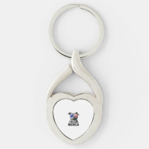 Pit Bull 4th of July Merica Men American Flag Sung Key Ring
