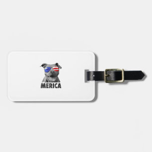 Pit Bull 4th of July Merica Men American Flag Sung Luggage Tag