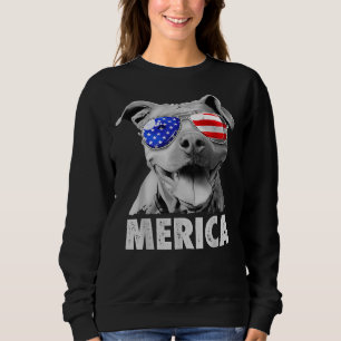 Pit Bull 4th Of July Merica Men American Flag Sung Sweatshirt
