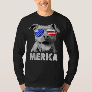 Pit Bull 4th Of July Merica Men American Flag Sung T-Shirt