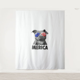 Pit Bull 4th of July Merica Men American Flag Sung Tapestry