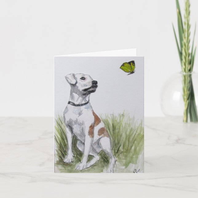 Pit Bull and Butterfly Card (Front)
