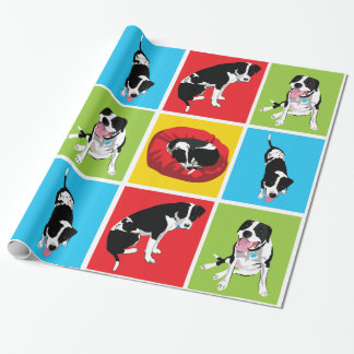 Pit bull at home wrapping paper
